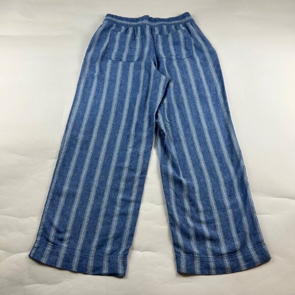 Old Navy Bright Blue Striped Linen Blend High Rise Wide Leg Lounge Pant S - Picture 6 of 8